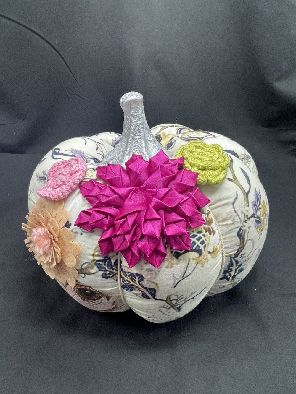 Boho Cottage Handmade Fabric Stuffed Pumpkin Made In India Halloween Fall